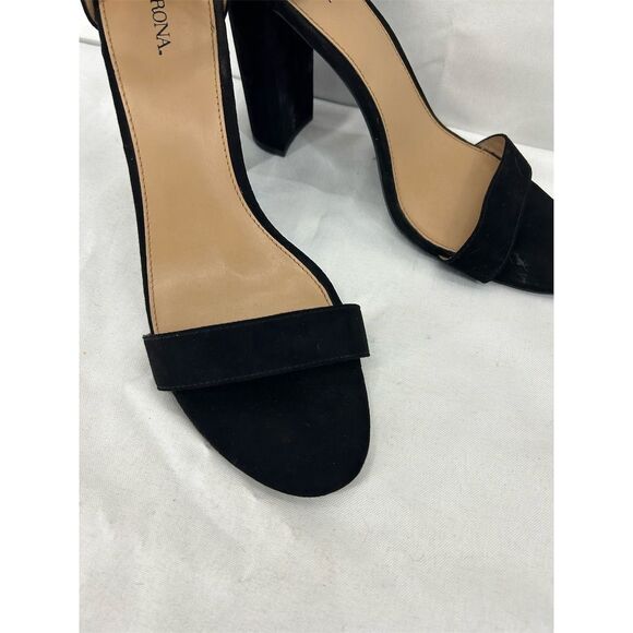 Merona Women's Black Suede Slingback Block Heel Sandals Size 11 - Picture 2 of 7